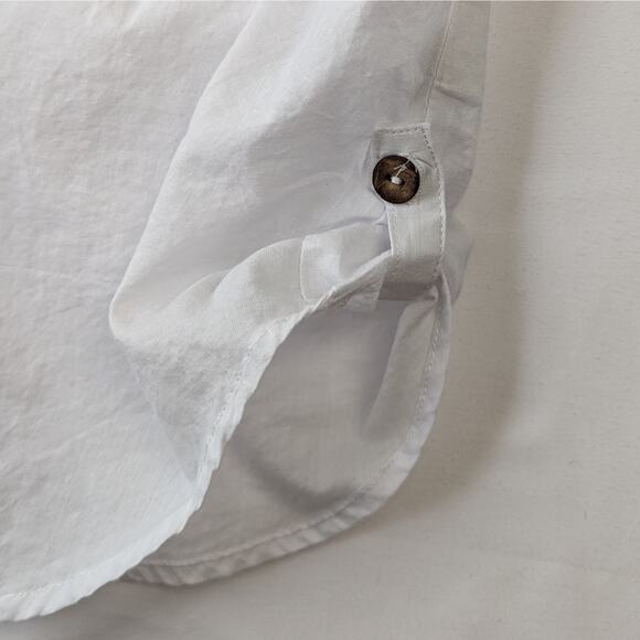 Floral Crochet Mesh Sleeve Cotton Button Down - Picture 6 of 10